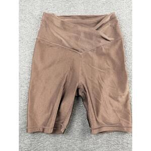 OFFLINE by Aerie Crossover Ribbed Biker Shorts Brown Tan High Waisted Size M
